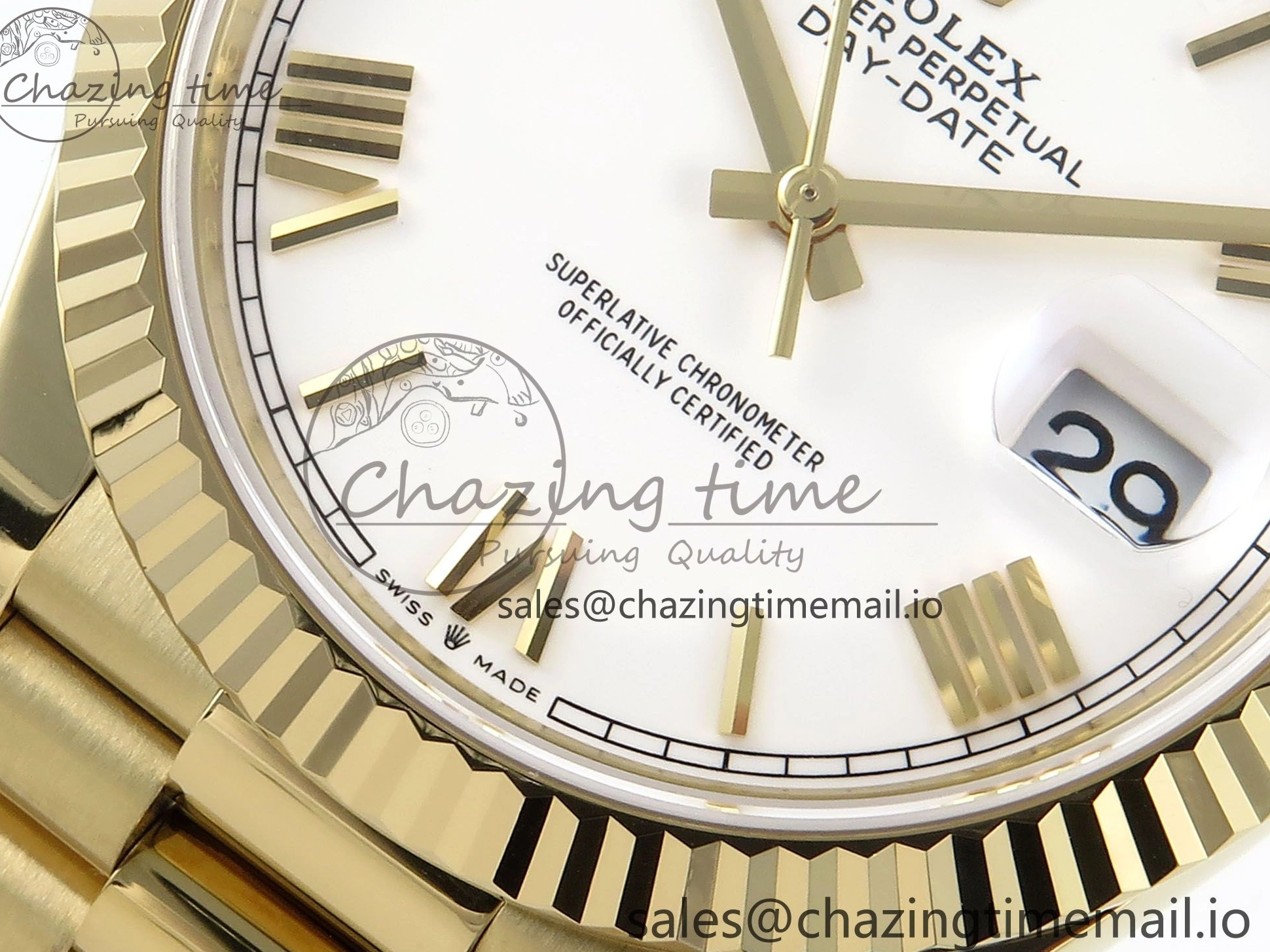 1223 WaterResistant Day Date 40 YG 228238 Noob 1:1 Best Edition White Roman Dial on President Bracelet A2836 (Gain Weight) 795